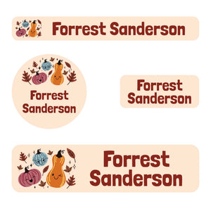 small name stickers value pack for kids in pumpkin patch