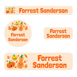 small name stickers value pack for kids in pumpkin spice