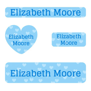 small name labels pack for kids in sweetheart blue