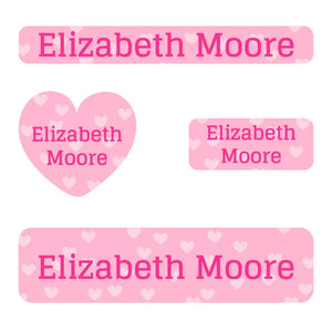 small name labels pack for kids in sweetheart pink