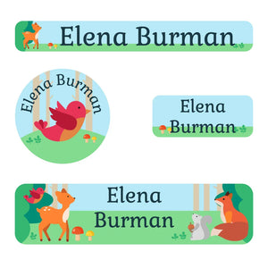 small name labels pack for kids in woodland animals