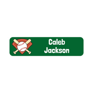 small rectangle name stickers for kids baseball green