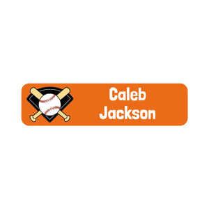 small rectangle name stickers for kids baseball orange