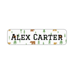 small rectangle name labels for kids in bear light gray