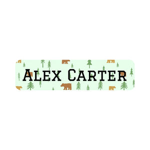 small rectangle name labels for kids in bear light green