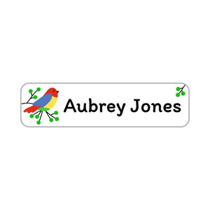 small rectangle name stickers for kids in parrot