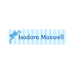 small rectangle name labels bow blue