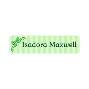 small rectangle name labels bow green