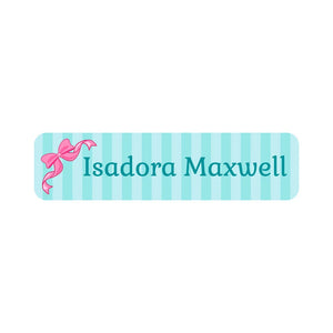 small rectangle name labels bow pink blue