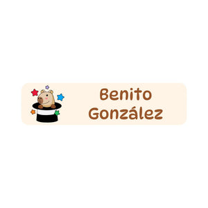small rectangle name labels in capybara cream