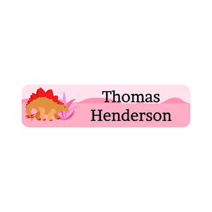small rectangle name labels dinosaurs pink