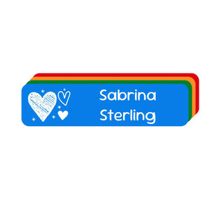 small rectangle name labels doodle hearts elementary