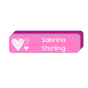 small rectangle name labels doodle hearts fairy princess