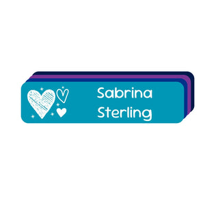 small rectangle name labels doodle hearts night sky