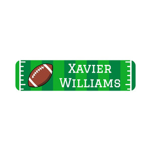 small rectangle name stickers for kids in football green