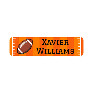 small rectangle name stickers for kids in football orange