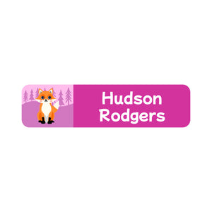 small rectangle name labels forest animals pink
