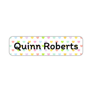 small rectangle name stickers for kids hearts original rainbow