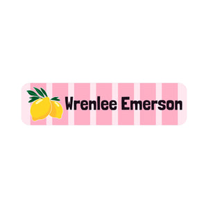 circle name labels lemons pink