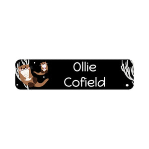 small rectangle name labels otter black