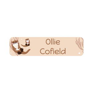 small rectangle name labels otter tan