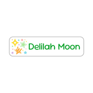 small rectangle name labels stars green rainbow