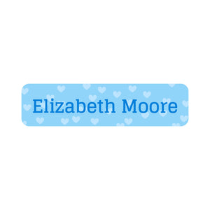 small rectangle name labels sweetheart blue