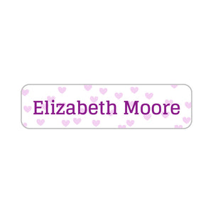 small rectangle name labels sweetheart white purple