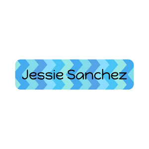 small rectangle dishwasher-safe labels for kids in zig zag blue