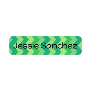 small rectangle dishwasher-safe labels for kids in zig zag green