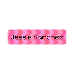 small rectangle dishwasher-safe labels for kids in zig zag pink 