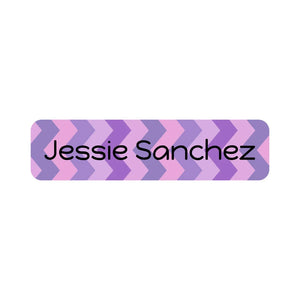 small rectangle dishwasher-safe labels for kids in zig zag purple