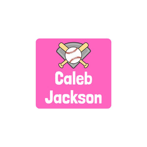 square clothing labels for kids baseball pink
