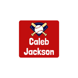 square clothing labels for kids baseball red