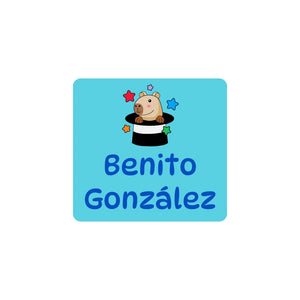 square clothing labels capybara blue
