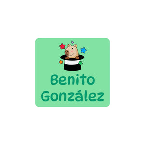 square clothing labels capybara green