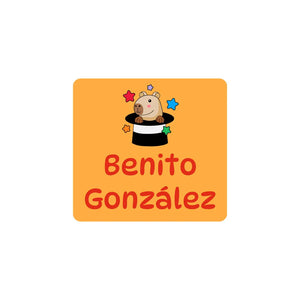 square clothing labels capybara orange