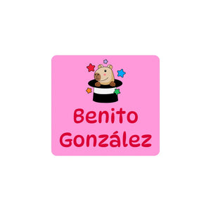 square clothing labels capybara pink