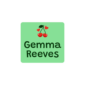 square clothing name labels cherries solid green