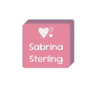 square clothing labels doodle hearts berry bash