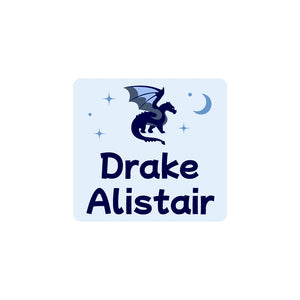 square clothing labels dragon blue