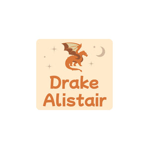 square clothing labels dragon orange