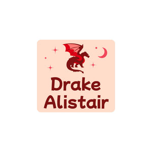 square clothing labels dragon red