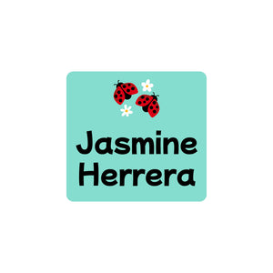 square clothing labels ladybug pastel green