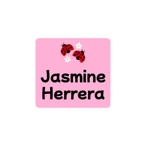 square clothing labels ladybug pink