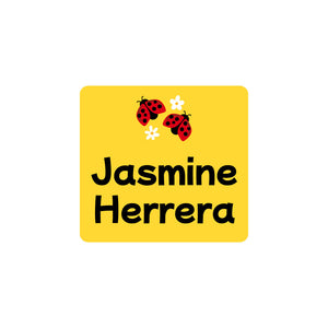 square clothing labels ladybug yellow