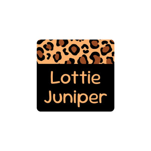 square clothing labels leopard print classic