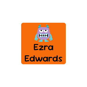 square clothing labels monsters orange