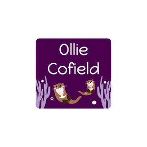 square clothing labels otter dark purple