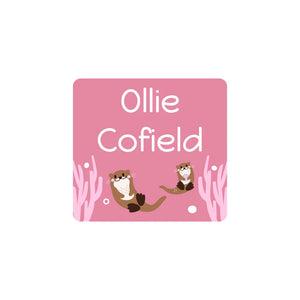 square clothing labels otter muted pink